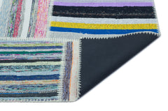 Teselya 25342 Patchwork Striped Wool Handmade Area Rug 5'3" x 7'3"