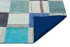 Teselya Grey Patchwork Wool Handmade Area Rug 5'5" x 7'8"