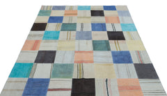 Teselya Grey Patchwork Wool Handmade Area Rug 5'5" x 7'8"