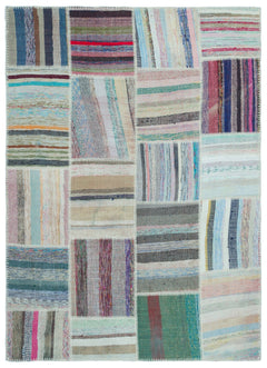 Teselya 25356 Multy Striped Wool Handmade Area Rug 5'2" x 7'3"