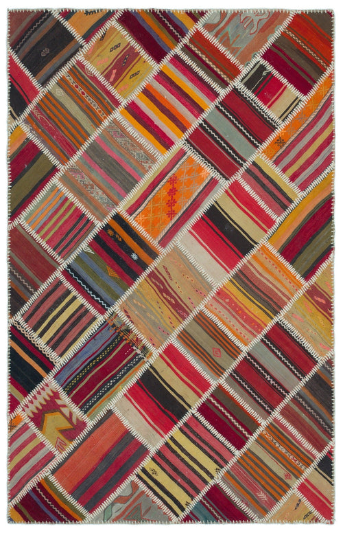Teselya 25357 Patchwork Vintage Wool Handmade Area Rug 5'1" x 7'10"