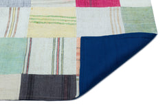 Teselya Beige Patchwork Wool Handmade Area Rug 5'2" x 7'6"