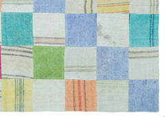 Teselya Grey Patchwork Wool Handmade Area Rug 5'3" x 7'5"