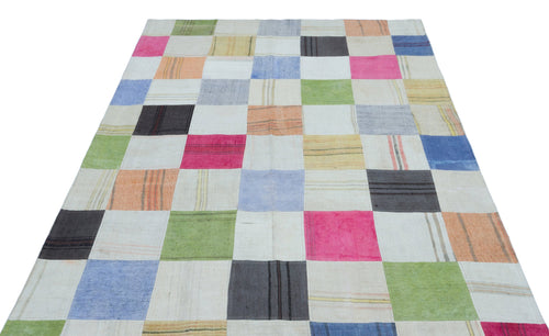 Teselya 25362 Multy Patchwork Wool Handmade Area Rug 5'3" x 7'7"