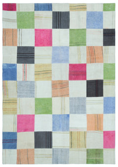 Teselya 25362 Multy Patchwork Wool Handmade Area Rug 5'3" x 7'7"