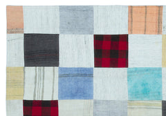 Teselya Grey Patchwork Wool Handmade Area Rug 5'3" x 7'7"