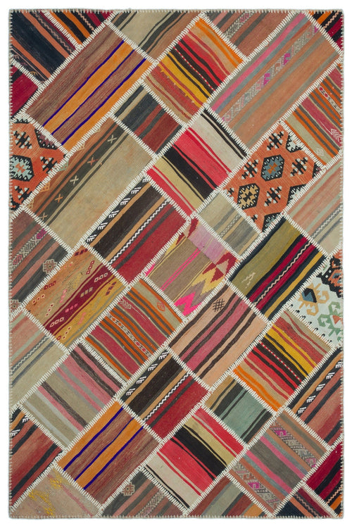 Teselya 25365 Patchwork Vintage Wool Handmade Area Rug 5'2" x 7'9"