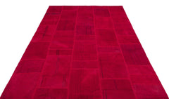 Teselya Pink Patchwork Wool Handmade Area Rug 6'4" x 9'9"