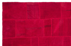 Teselya Pink Patchwork Wool Handmade Area Rug 6'4" x 9'9"