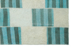 Teselya Beige Patchwork Wool Handmade Area Rug 6'8" x 9'11"