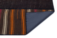 Teselya Black Patchwork Wool Handmade Area Rug 6'7" x 9'9"