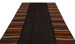Teselya Black Patchwork Wool Handmade Area Rug 6'7" x 9'9"