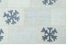 Teselya Beige Patchwork Wool Handmade Area Rug 6'6" x 9'9"