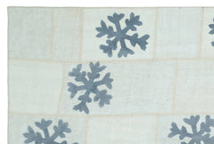 Teselya Beige Patchwork Wool Handmade Area Rug 6'6" x 9'9"