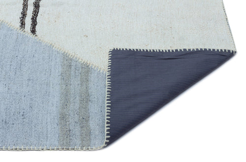 Teselya Beige Patchwork Wool Handmade Area Rug 6'7" x 9'11"