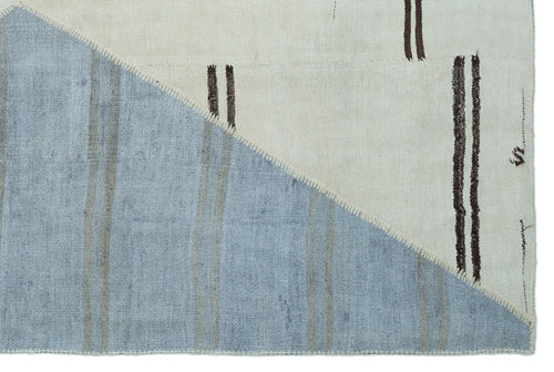 Teselya Beige Patchwork Wool Handmade Area Rug 6'7" x 9'11"