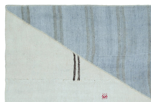 Teselya Beige Patchwork Wool Handmade Area Rug 6'7" x 9'11"