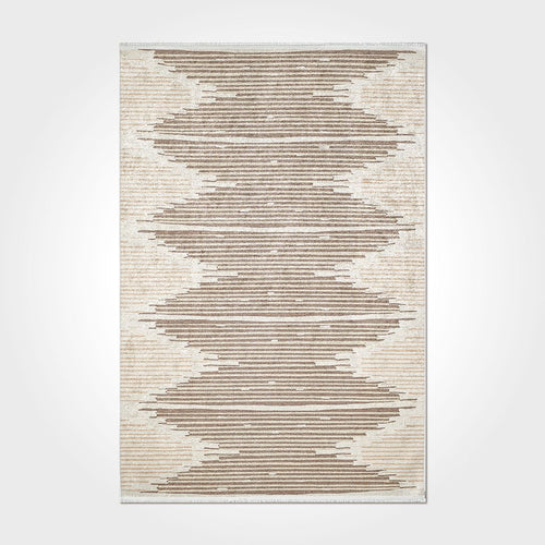 Geometric Area Rug – Washable Non Slip Chenille Cotton Rug with Cream Design