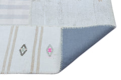 Teselya Beige Striped Wool Handmade Area Rug 5'1" x 7'5"