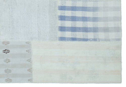 Teselya Beige Striped Wool Handmade Area Rug 5'1" x 7'5"