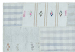 Teselya Beige Striped Wool Handmade Area Rug 5'1" x 7'5"