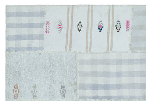 Teselya Beige Striped Wool Handmade Area Rug 5'1" x 7'5"