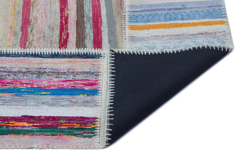 Teselya 25395 Patchwork Striped Wool Handmade Area Rug 5'3" x 7'3"