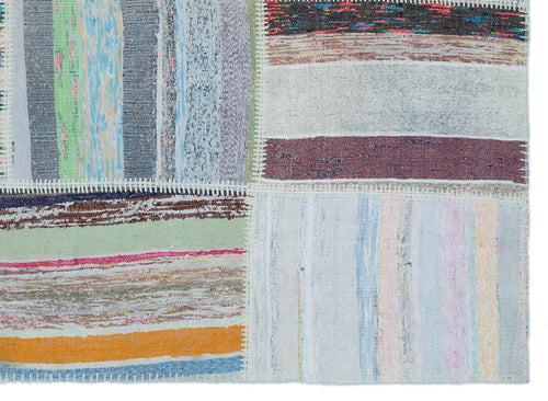Teselya 25395 Patchwork Striped Wool Handmade Area Rug 5'3" x 7'3"