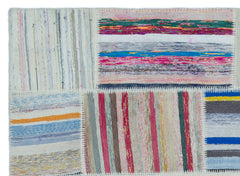 Teselya 25395 Patchwork Striped Wool Handmade Area Rug 5'3" x 7'3"