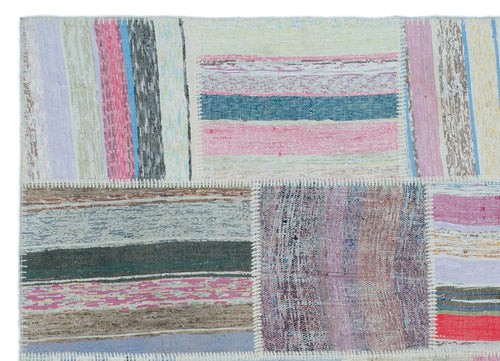 Teselya 25397 Patchwork Striped Wool Handmade Area Rug 5'3" x 7'3"