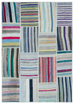 Teselya 25398 Multy Striped Wool Handmade Area Rug 5'3" x 7'5"