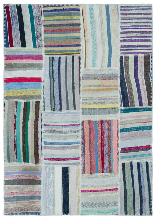 Teselya 25398 Multy Striped Wool Handmade Area Rug 5'3" x 7'5"