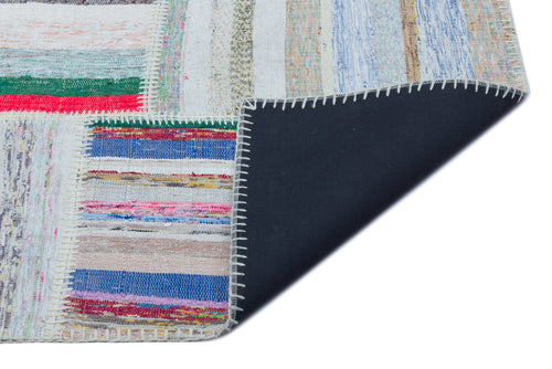 Teselya 25399 Patchwork Striped Wool Handmade Area Rug 5'3" x 7'3"