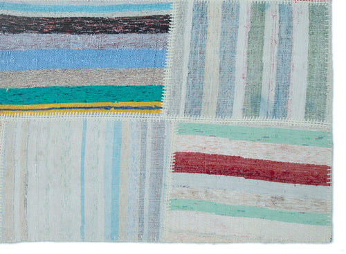 Teselya 25399 Patchwork Striped Wool Handmade Area Rug 5'3" x 7'3"