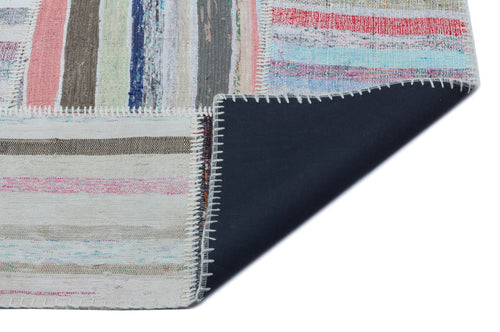 Teselya 25401 Patchwork Striped Wool Handmade Area Rug 5'3" x 7'3"