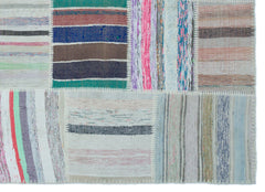 Teselya 25401 Patchwork Striped Wool Handmade Area Rug 5'3" x 7'3"