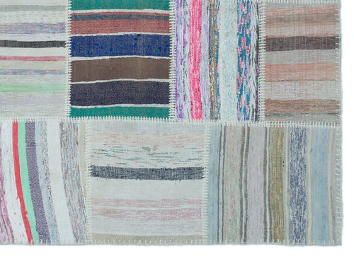 Teselya 25401 Patchwork Striped Wool Handmade Area Rug 5'3" x 7'3"