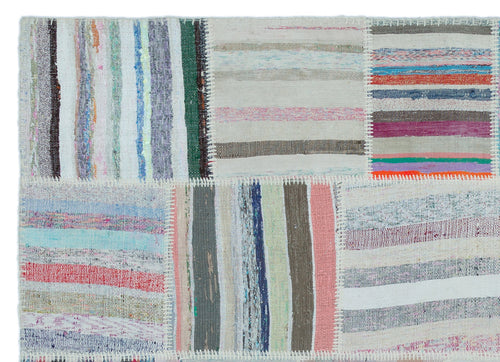 Teselya 25401 Patchwork Striped Wool Handmade Area Rug 5'3" x 7'3"