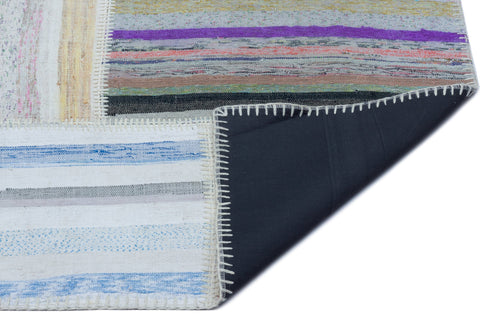 Teselya 25403 Beige Striped Wool Handmade Area Rug 5'3" x 7'3"