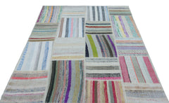 Teselya 25403 Beige Striped Wool Handmade Area Rug 5'3" x 7'3"