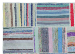 Teselya 25404 Patchwork Striped Wool Handmade Area Rug 5'3" x 7'3"