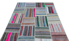 Teselya 25406 Multy Striped Wool Handmade Area Rug 5'3" x 7'5"