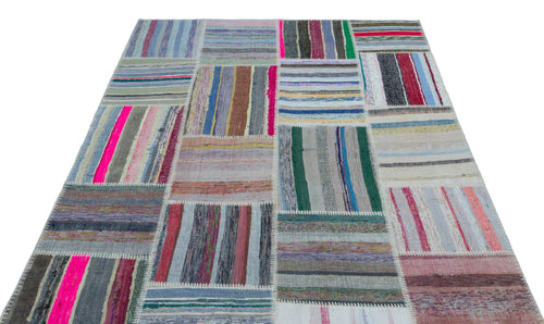 Teselya 25406 Multy Striped Wool Handmade Area Rug 5'3" x 7'5"