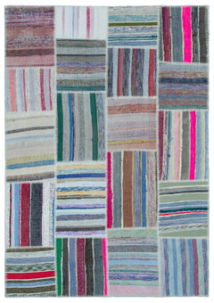 Teselya 25406 Multy Striped Wool Handmade Area Rug 5'3" x 7'5"
