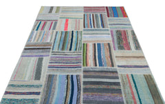 Teselya 25408 Multy Striped Wool Handmade Area Rug 5'3" x 7'5"