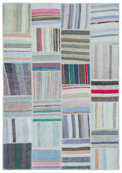 Teselya 25409 Multy Striped Wool Handmade Area Rug 5'3" x 7'5"