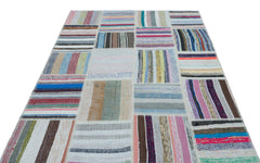 Teselya 25410 Multy Striped Wool Handmade Area Rug 5'3" x 7'5"