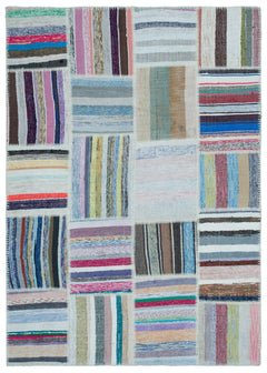 Teselya 25410 Multy Striped Wool Handmade Area Rug 5'3" x 7'5"