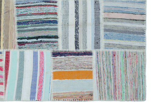 Teselya 25411 Patchwork Striped Wool Handmade Area Rug 5'3" x 7'7"