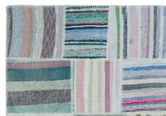 Teselya 25411 Patchwork Striped Wool Handmade Area Rug 5'3" x 7'7"